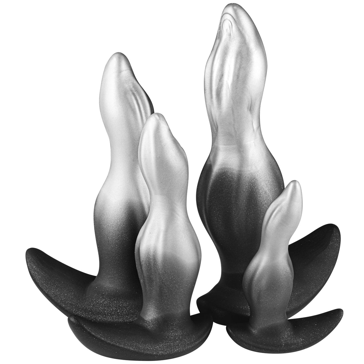 Black Silver Tapered Curved Huge Butt Plug