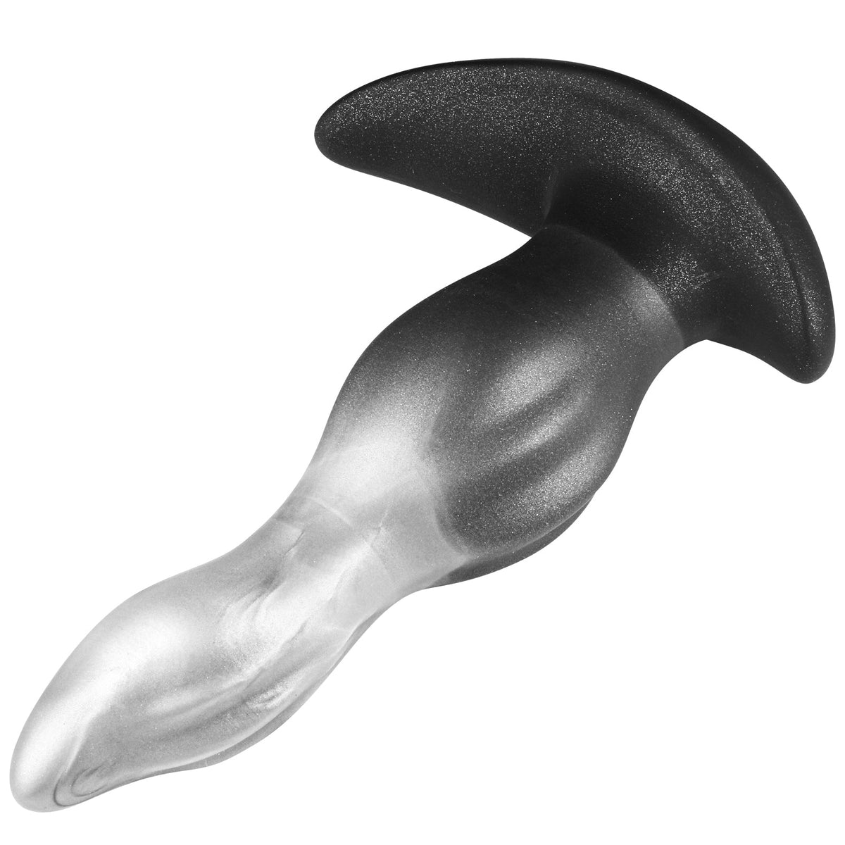 Black Silver Tapered Curved Huge Butt Plug