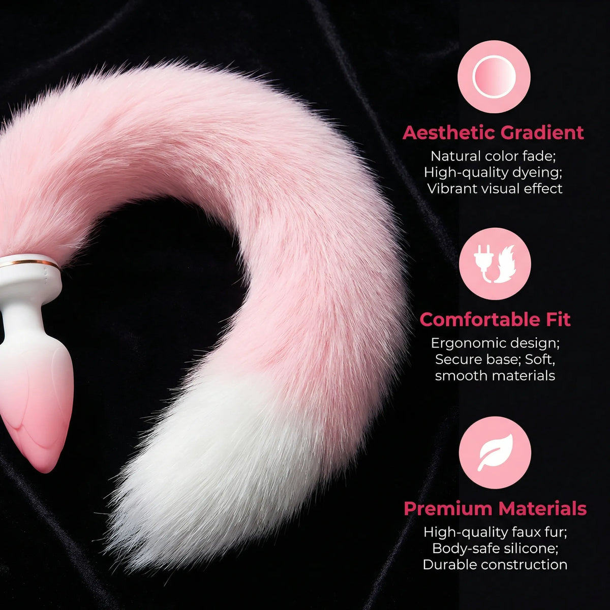 Pink Cute Furry Tail Vibrating Butt Plug