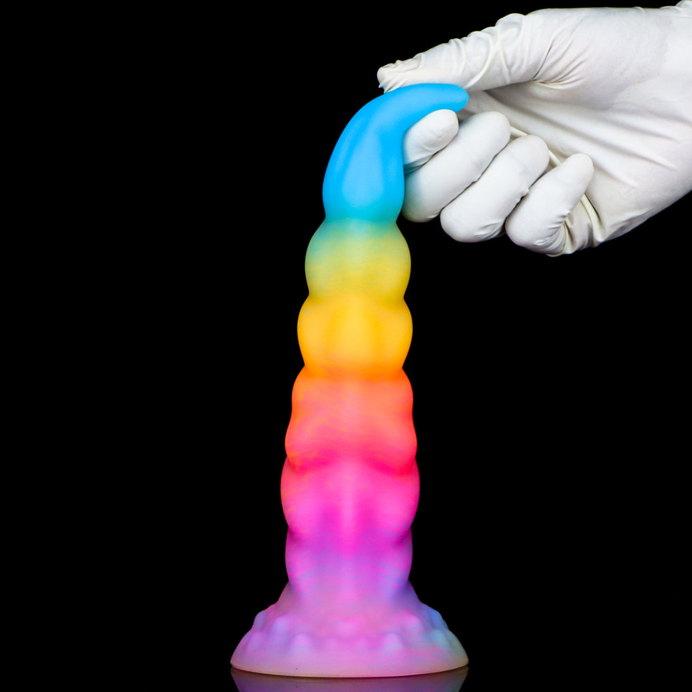 8 Inch Light up Rainbow Silicone Tapered Dildo
