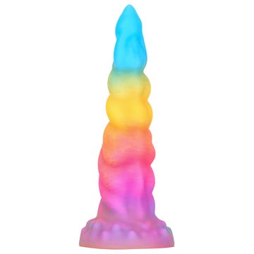 8 Inch Light up Rainbow Silicone Tapered Dildo