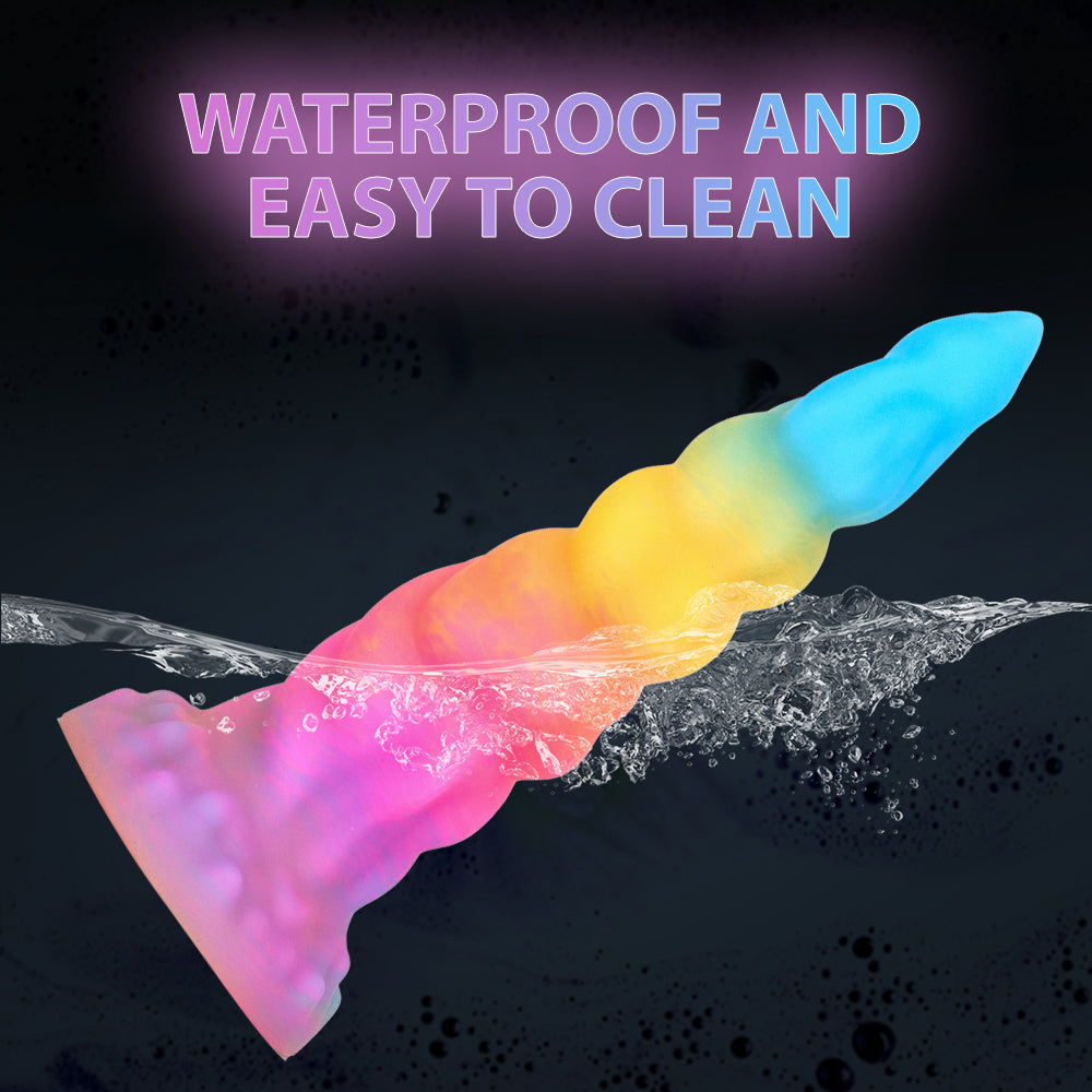 8 Inch Light up Rainbow Silicone Tapered Dildo