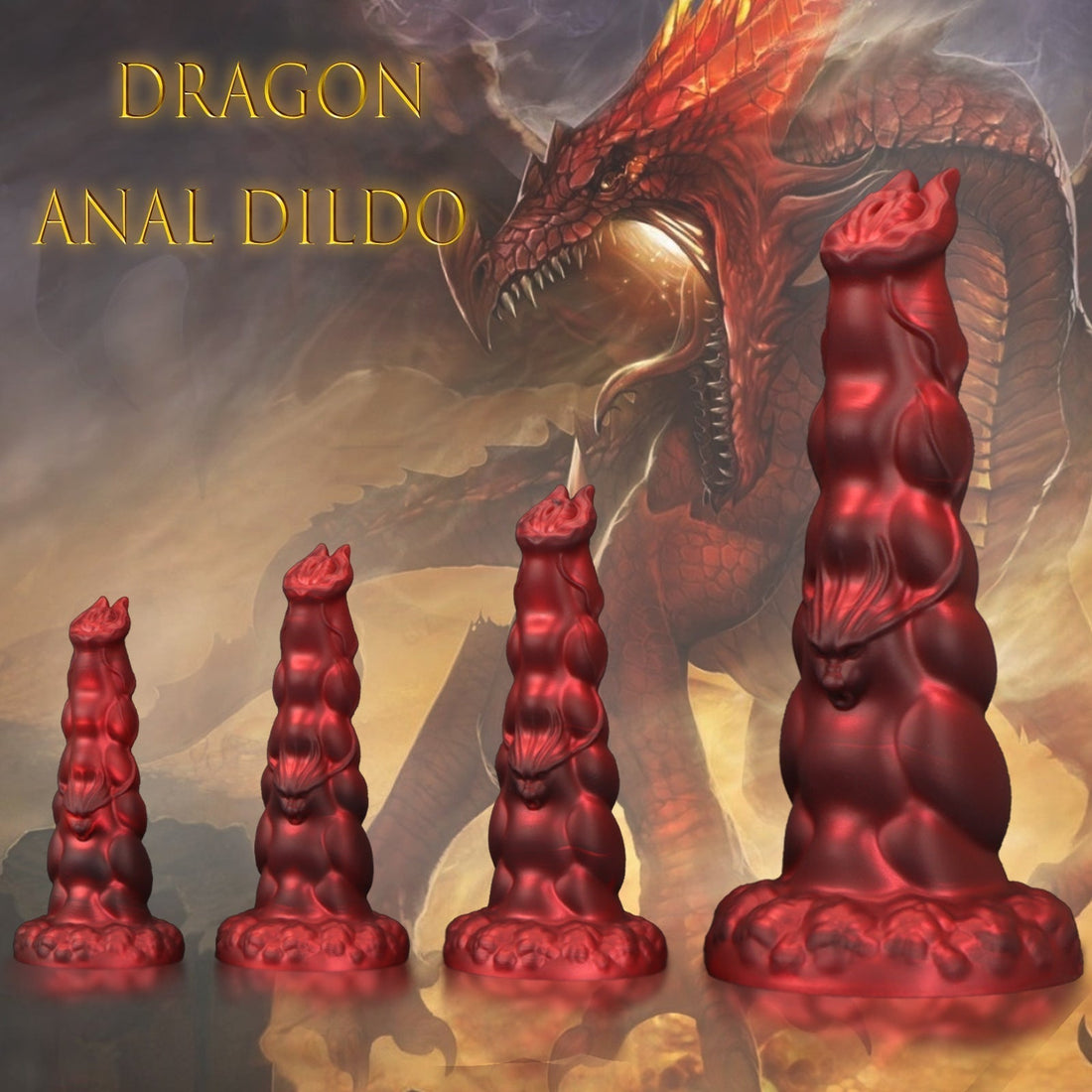 12 Inch Red Fantasy Dragon Knot Huge Dildo