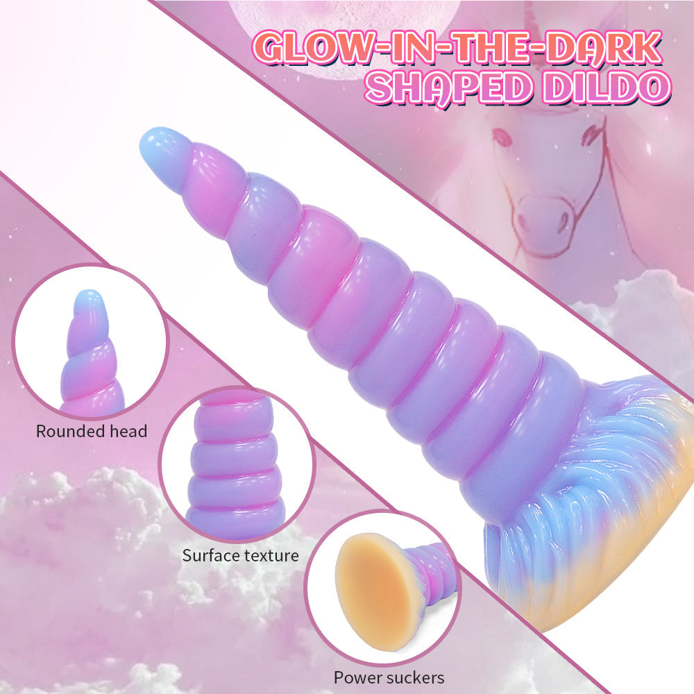 17.8 cm Glow in the Dark Tapered Unicorn Dildo