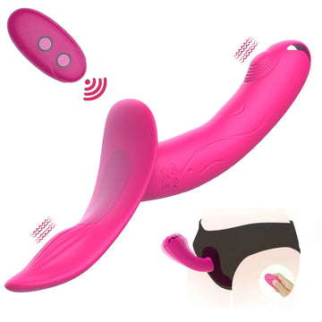 Pink Strap-On Vibrating Dildo for Lesbian