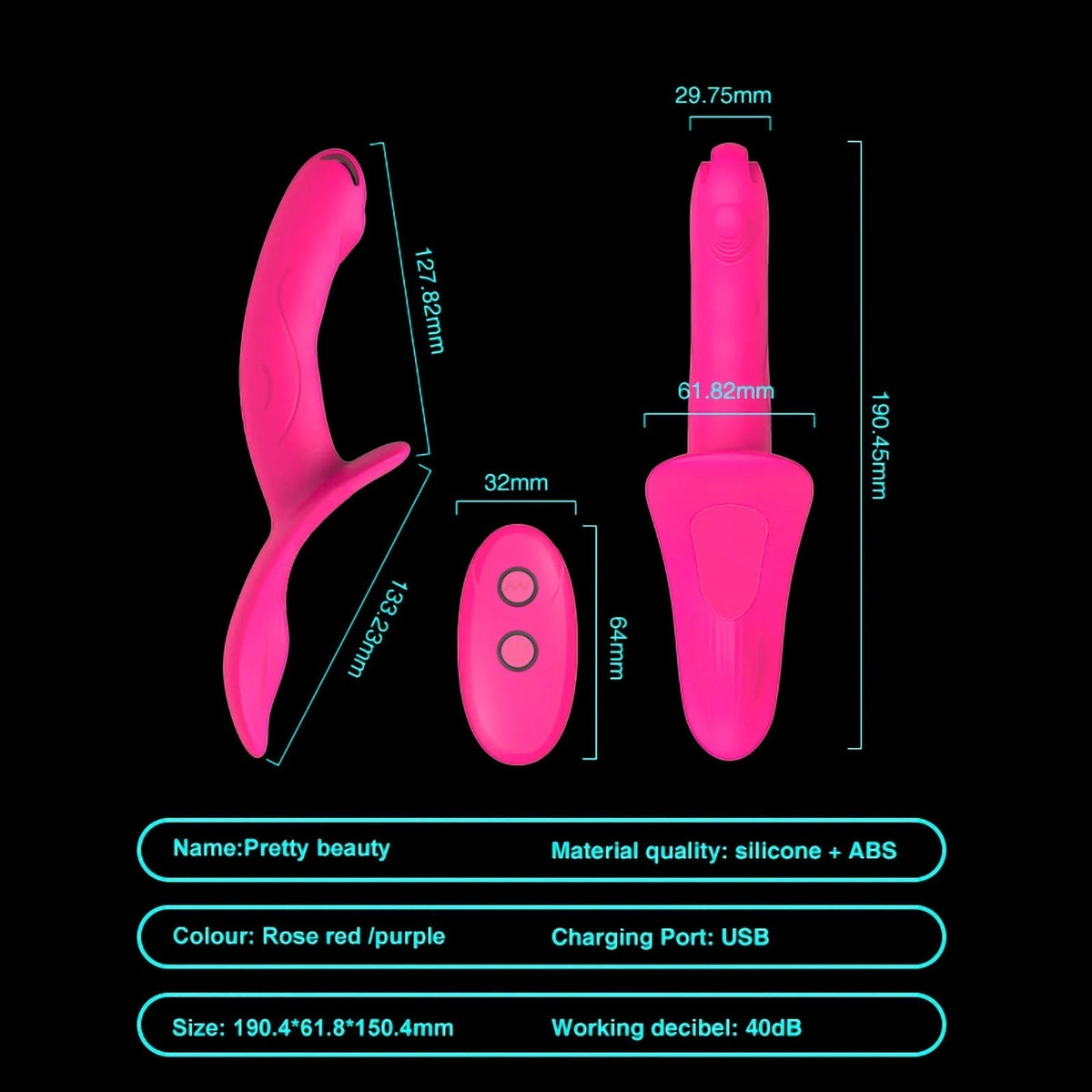 Pink Strap-On Vibrating Dildo for Lesbian
