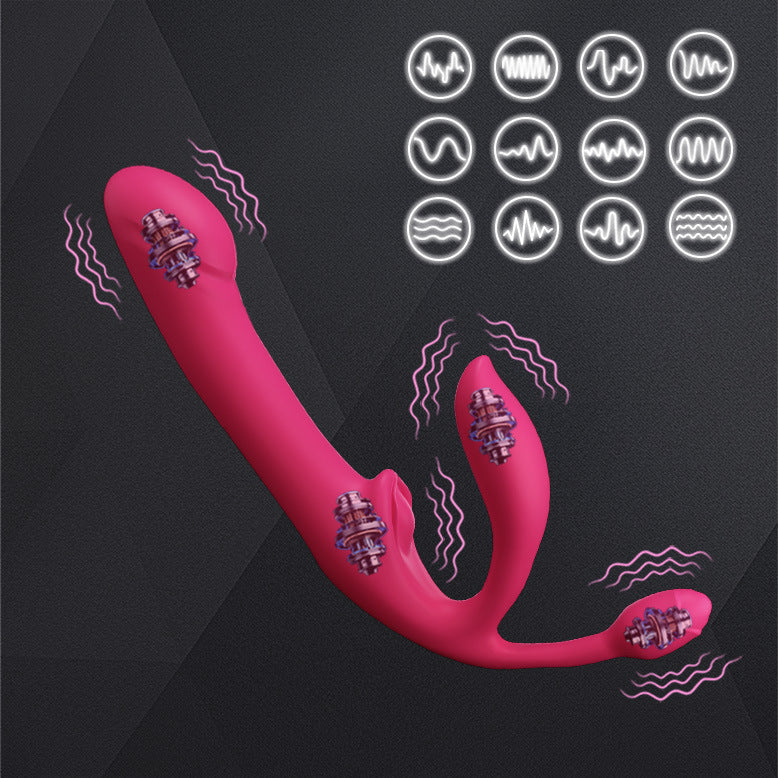Pink Vibrating Thrust Strapless Strap On Dildo