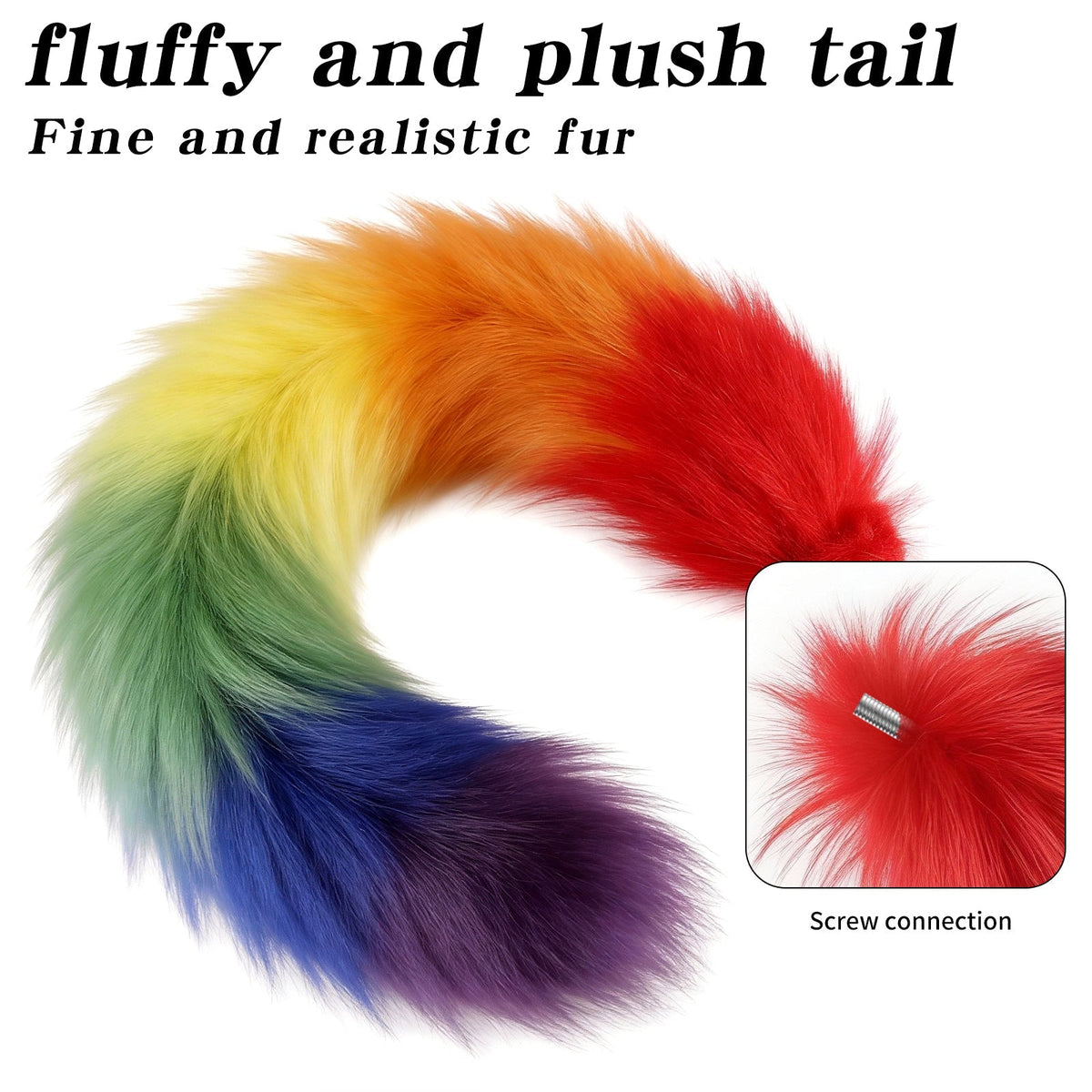 Rainbow Furry Silicone Fox Tail Anal Plug