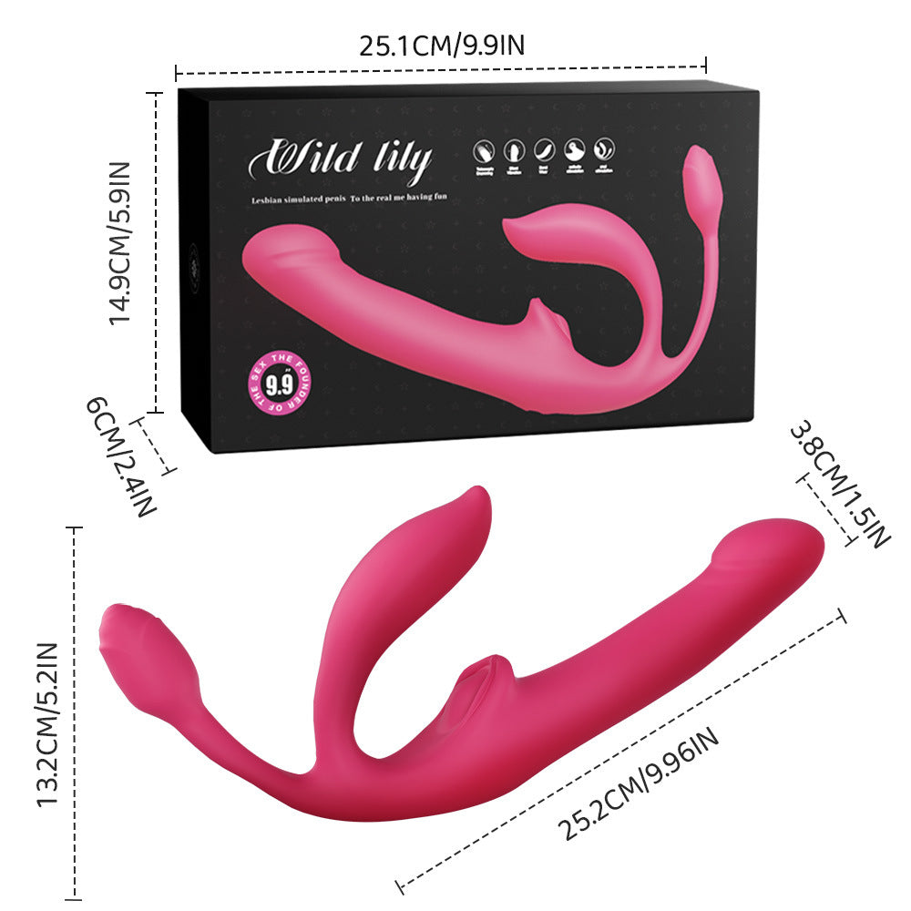 Pink Vibrating Thrust Strapless Strap On Dildo