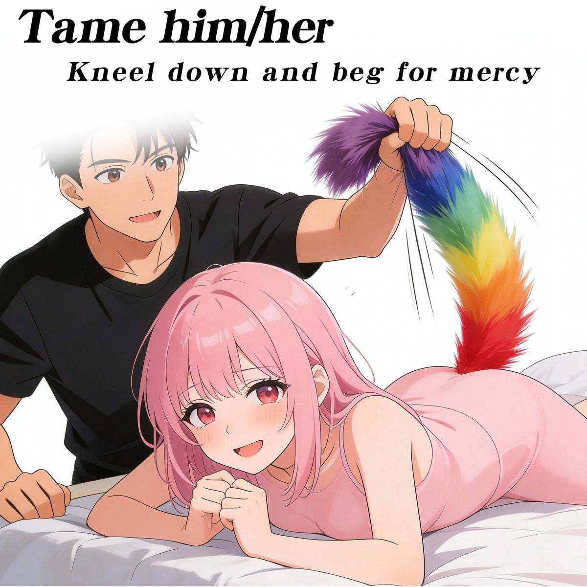 Rainbow Furry Silicone Fox Tail Anal Plug