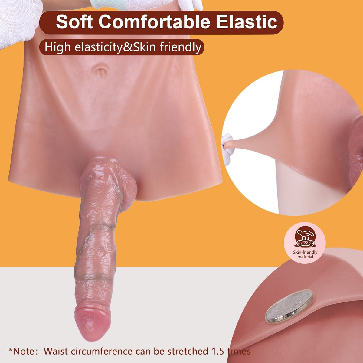 22.9 cm Realistic Textured Penis Hollow Dildo Pants