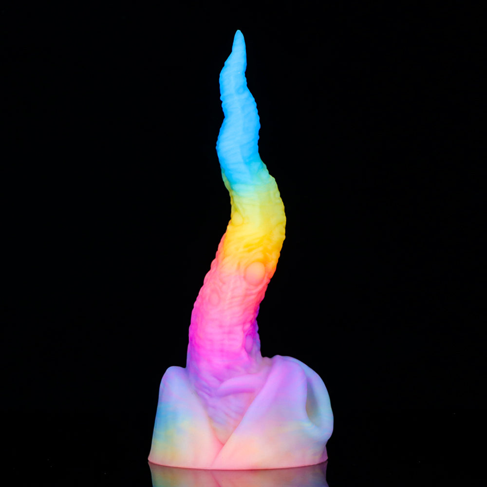 Light up Rainbow Silicone Curved Tapered Dildo