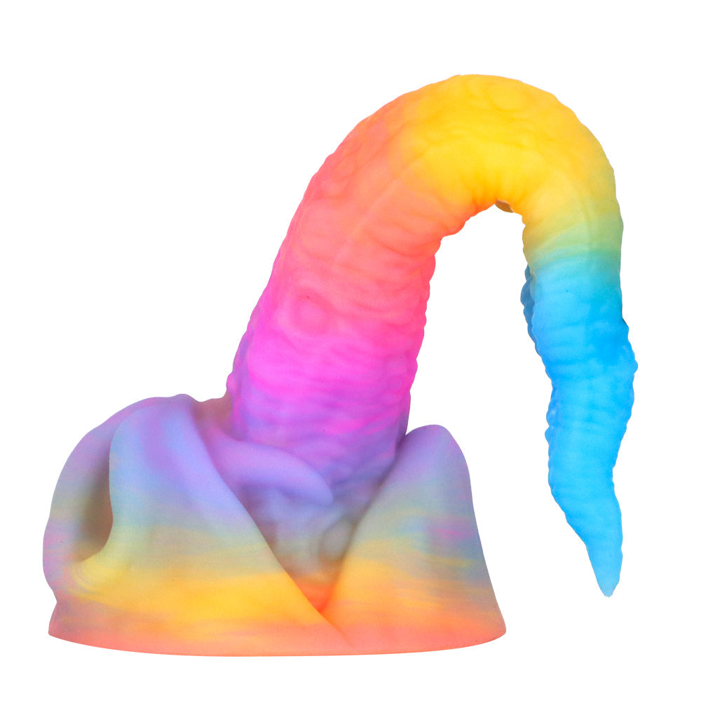 Light up Rainbow Silicone Curved Tapered Dildo