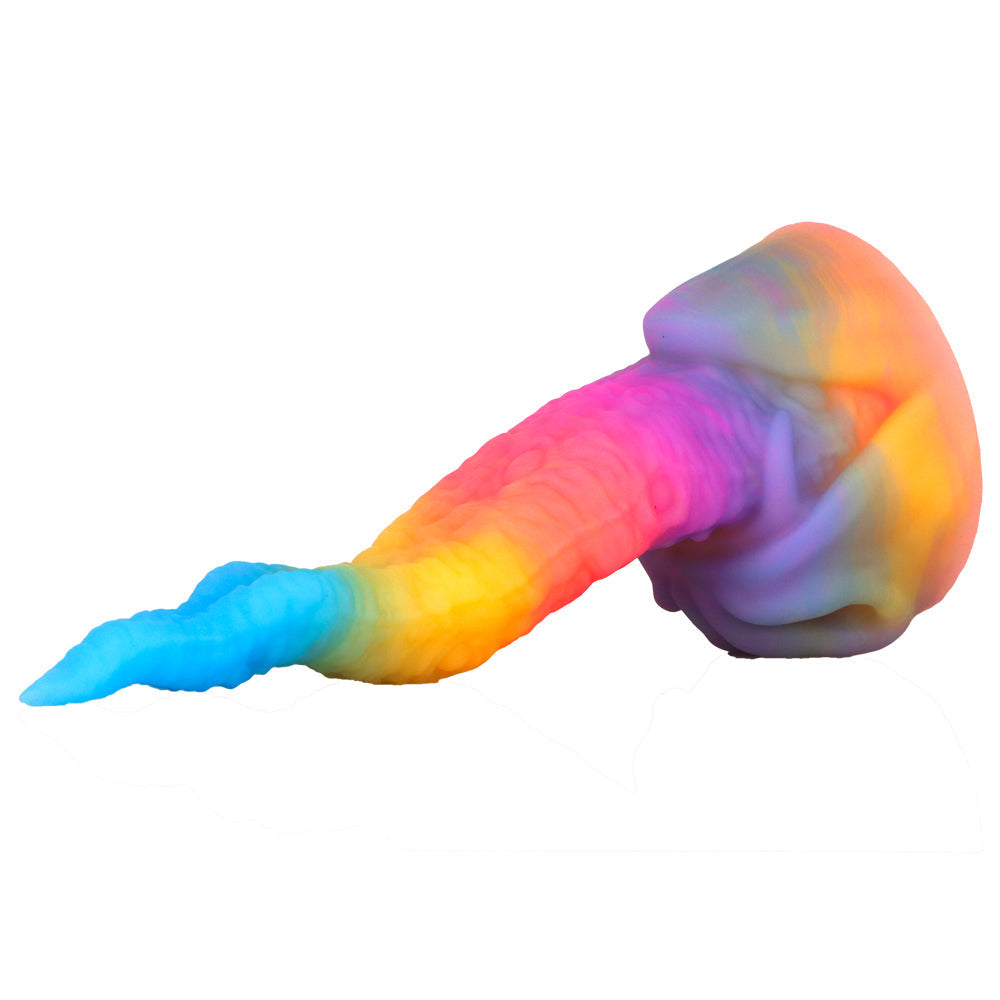 Light up Rainbow Silicone Curved Tapered Dildo