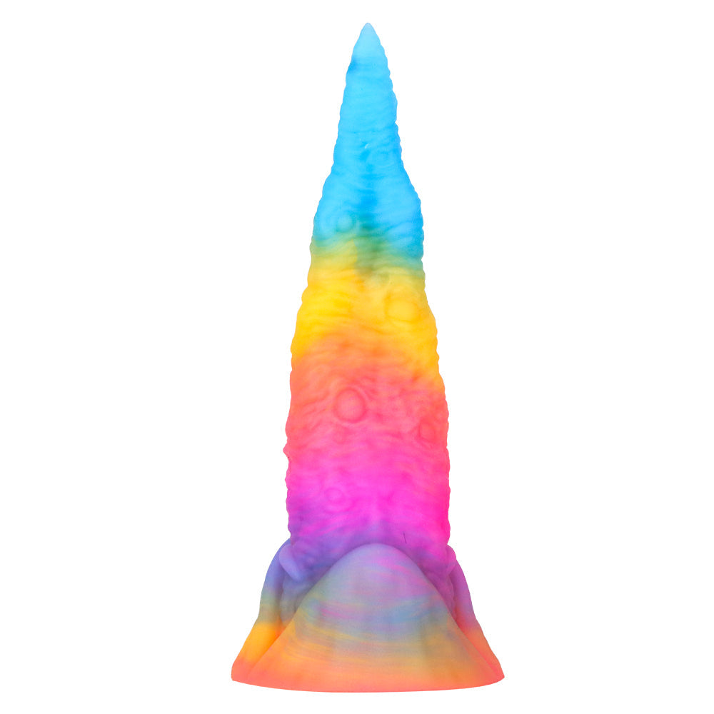 Light up Rainbow Silicone Curved Tapered Dildo