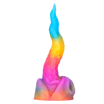 Light up Rainbow Silicone Curved Tapered Dildo