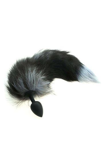 Black Silicone Fox Tail Anal Plug Sex Toy