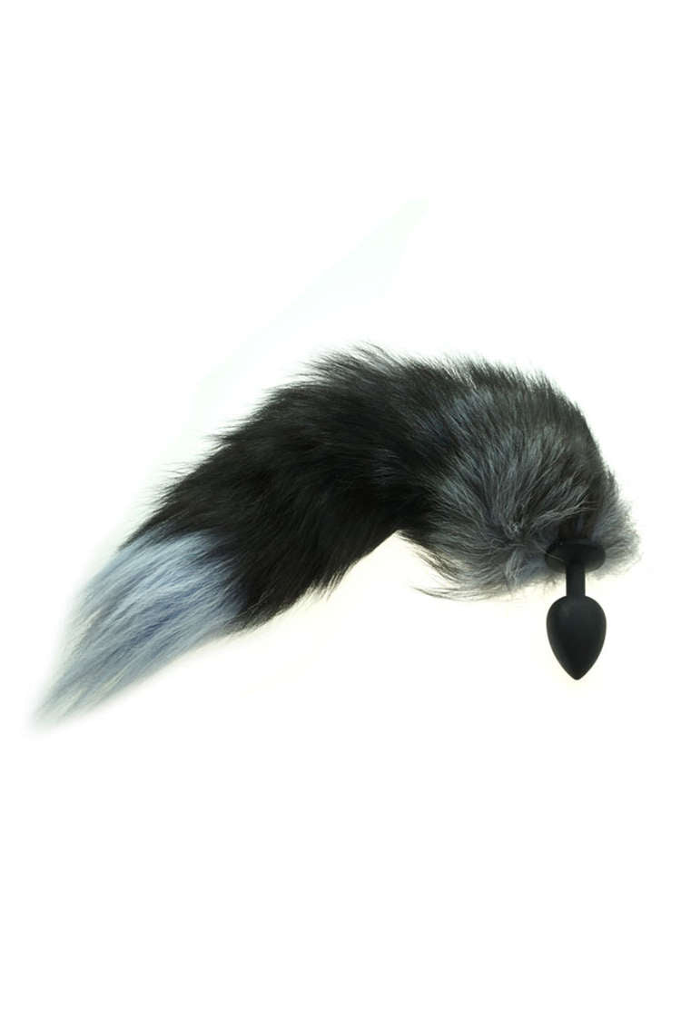 Black Silicone Fox Tail Anal Plug Sex Toy