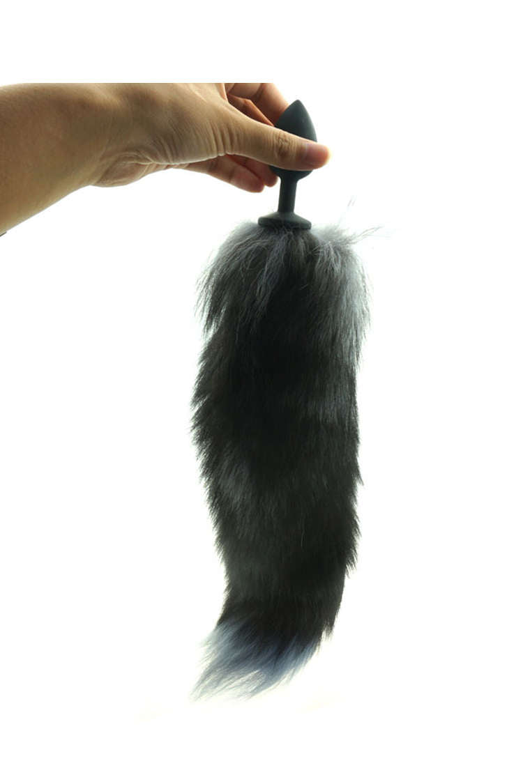 Black Silicone Fox Tail Anal Plug Sex Toy