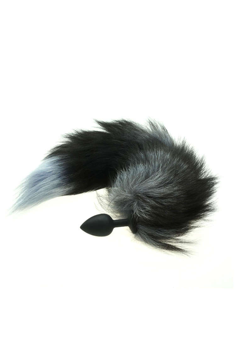 Black Silicone Fox Tail Anal Plug Sex Toy