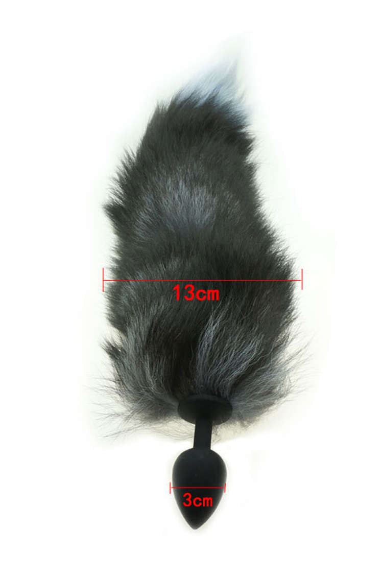Black Silicone Fox Tail Anal Plug Sex Toy