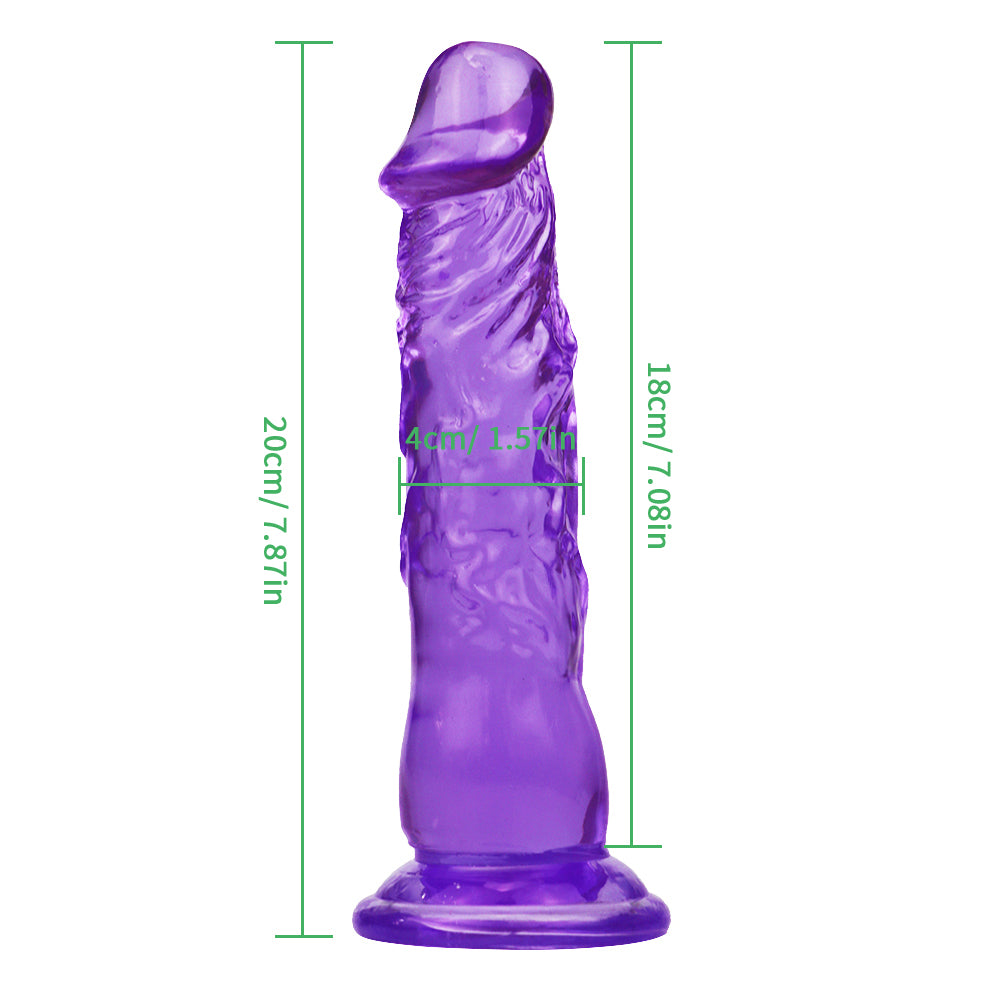 7 Inch Purple Realistic Textured Slim Dildo