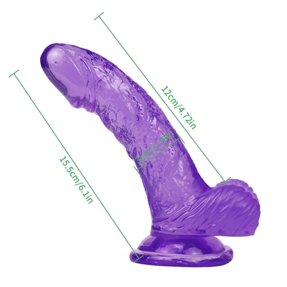 6 Inch Purple Jelly Clear Realistic Curved Dildo