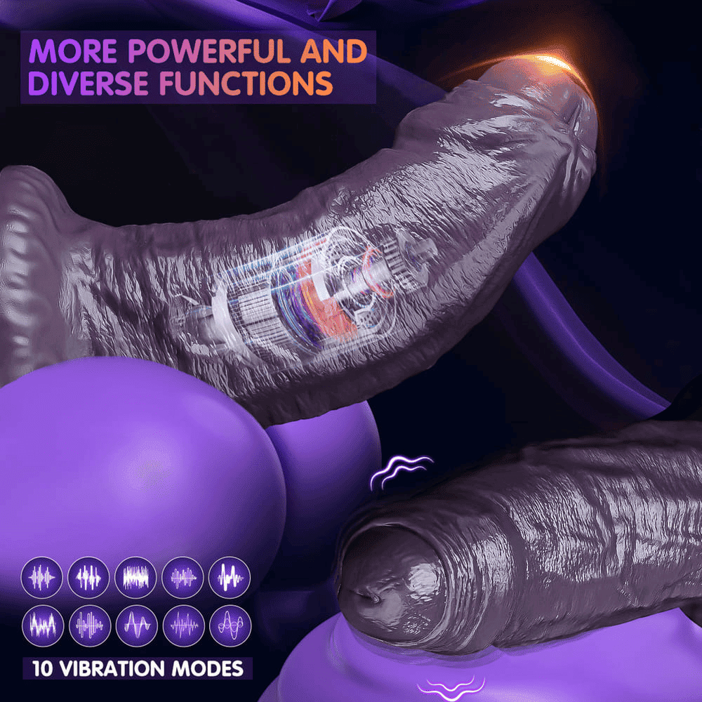 Purple Short Thick Realistic Foreskin Vibrator Dildo