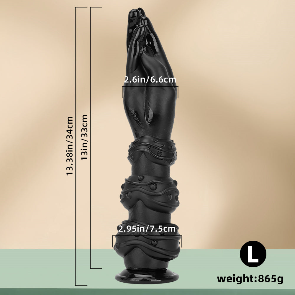 13 Inch Long Black Knot Hand Fist Dildo