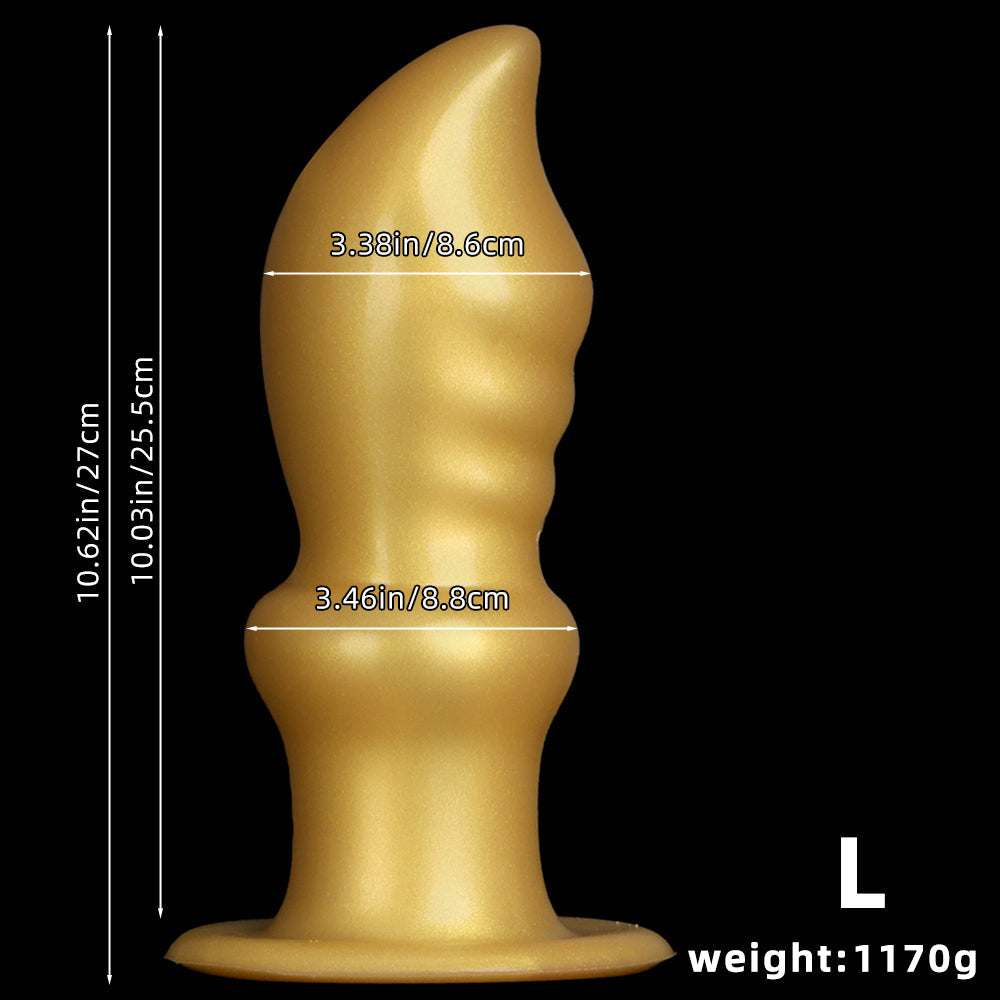 10 Inch Gold Tapered Curved Huge Butt Plug