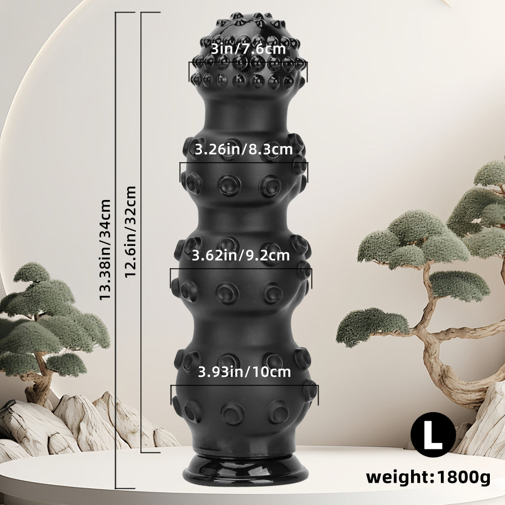 Black Spiked Knotted Huge Anal Dildo Kit