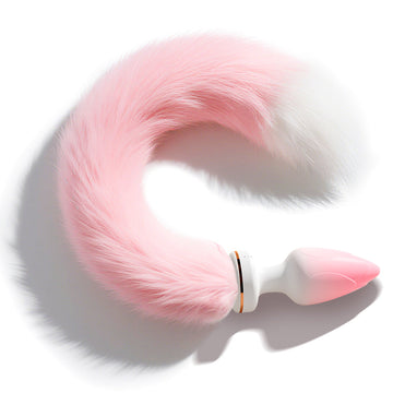 Pink Cute Furry Tail Vibrating Butt Plug