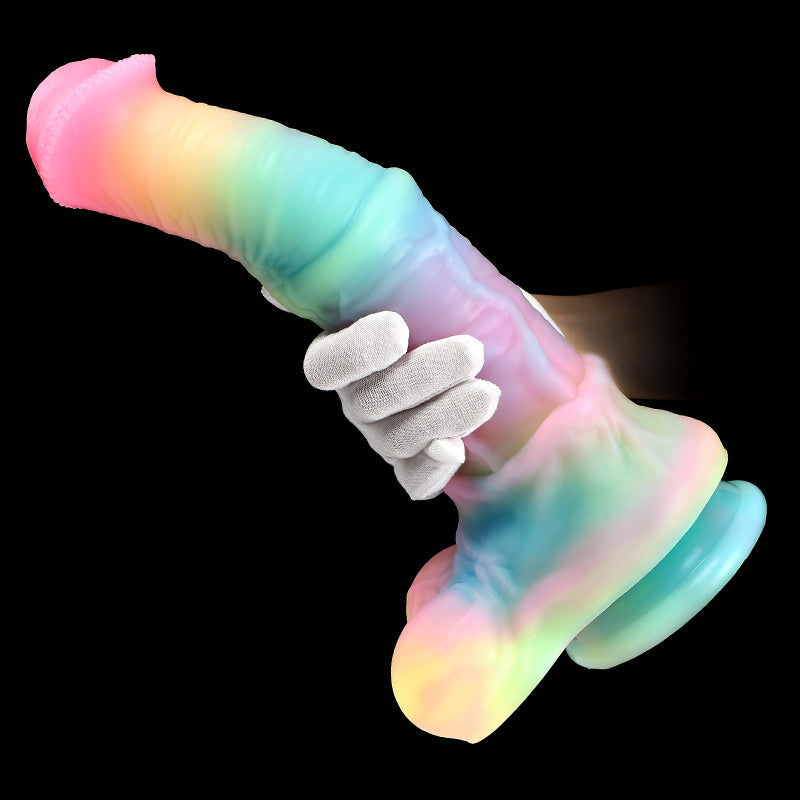 Glow in the Dark Fantasy Rainbow Horse Dildo