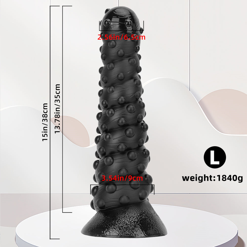 15 Inch Black Ribbed Anal Huge Butt Plug