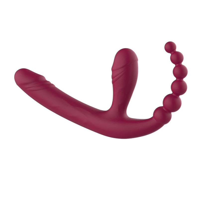 Three Head Sex Toy Couple Strapless Strap-On Dildo