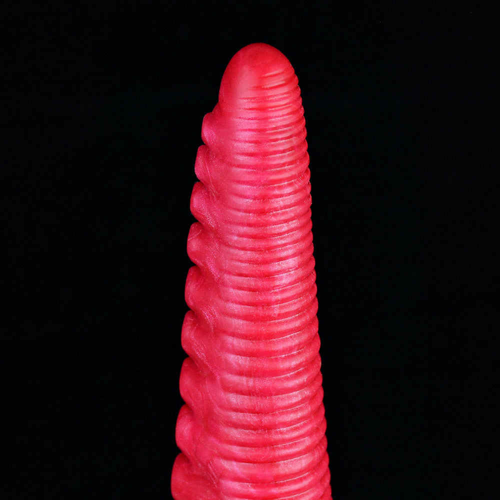 17 Inch Red Long Spiked Ribbed Tentacle Dildo