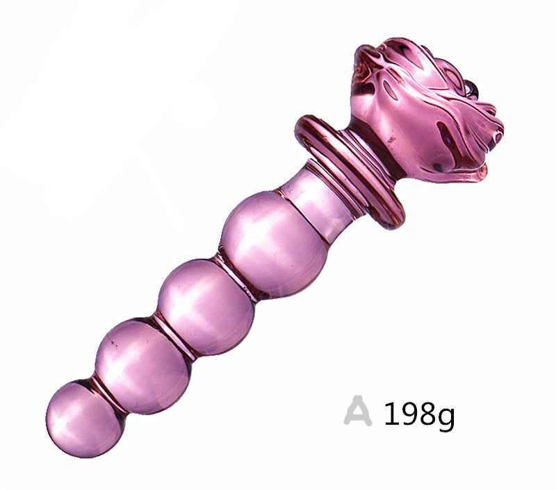 5 Inch Pink Rose Beginner Glass Butt Plug
