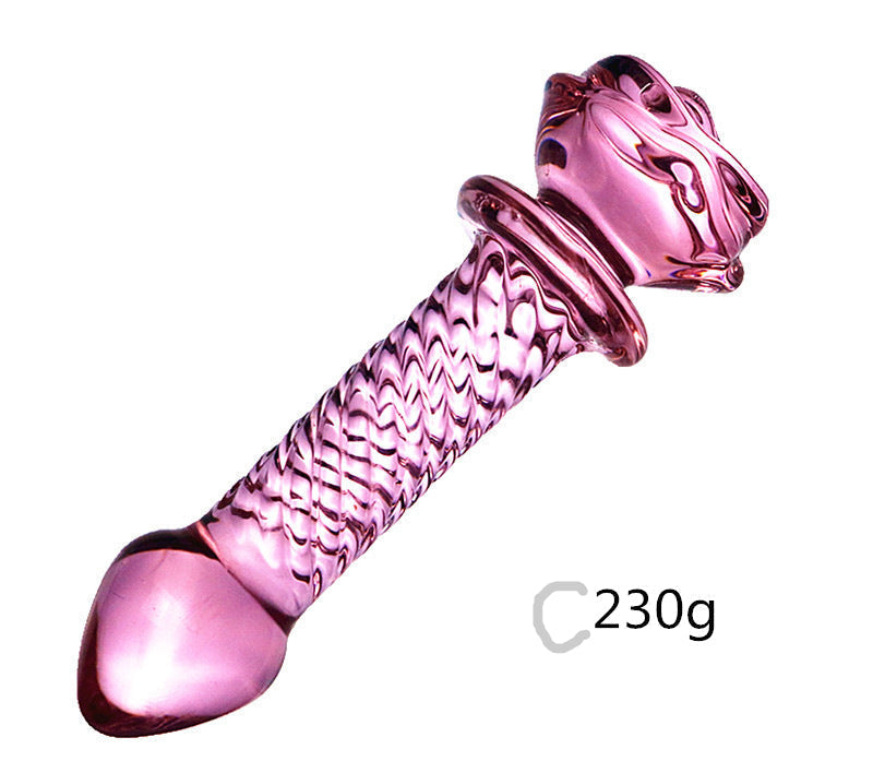 5 Inch Pink Rose Beginner Glass Butt Plug