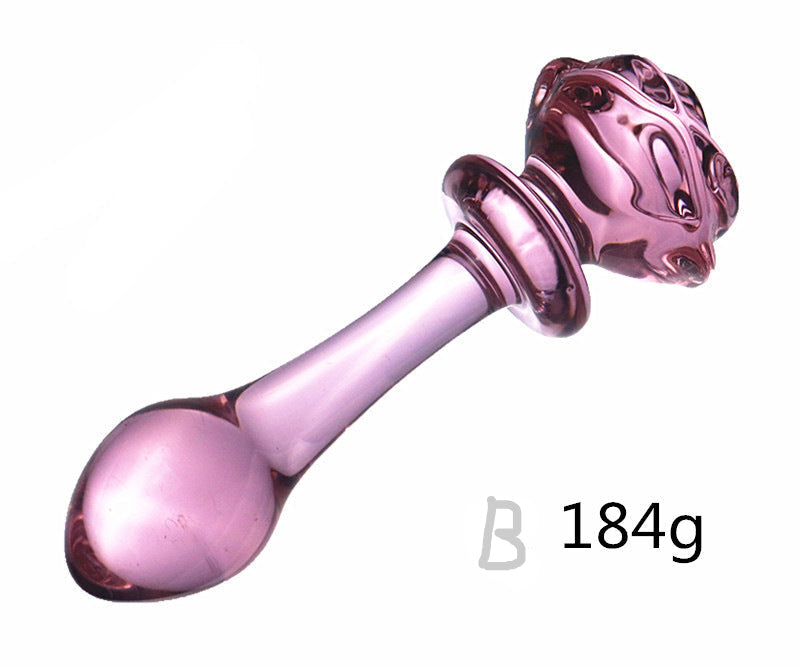 5 Inch Pink Rose Beginner Glass Butt Plug