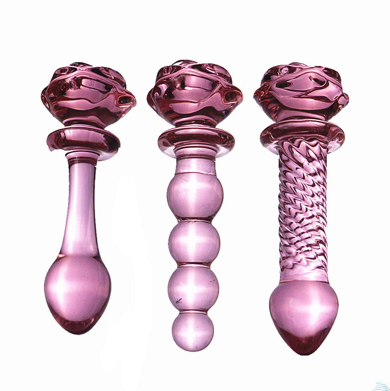5 Inch Pink Rose Beginner Glass Butt Plug