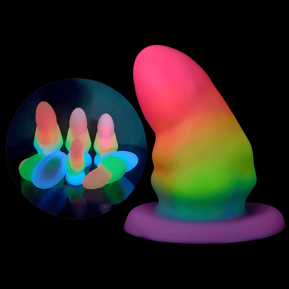Rainbow Light Up Short Thick Butt Plug