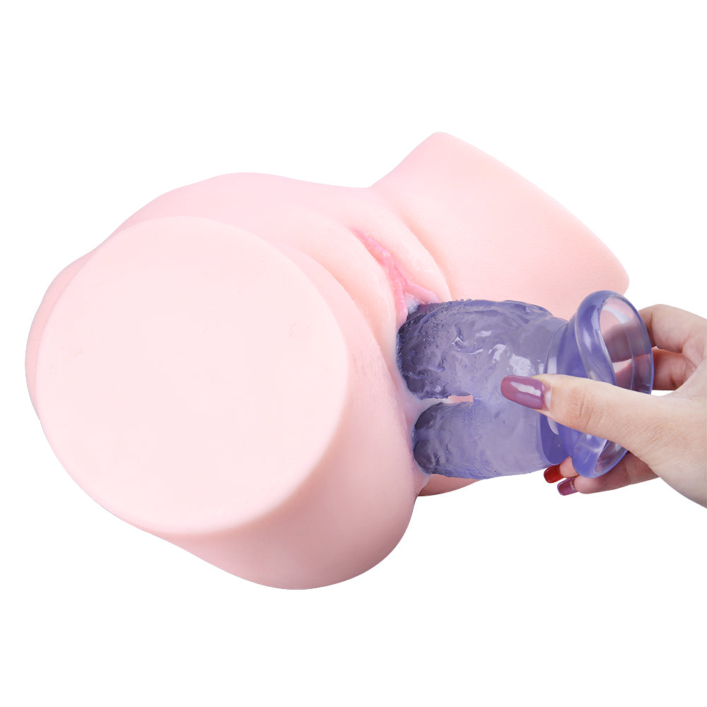 Blue Jelly Realistic Textured Double Penetration Dildo