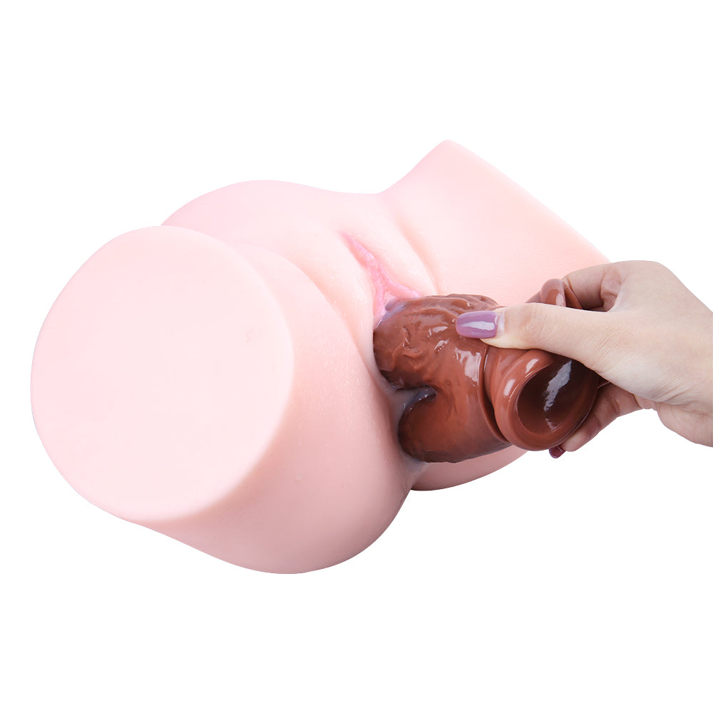 8.27 Inch Brown Realistic Texture DP Dildo