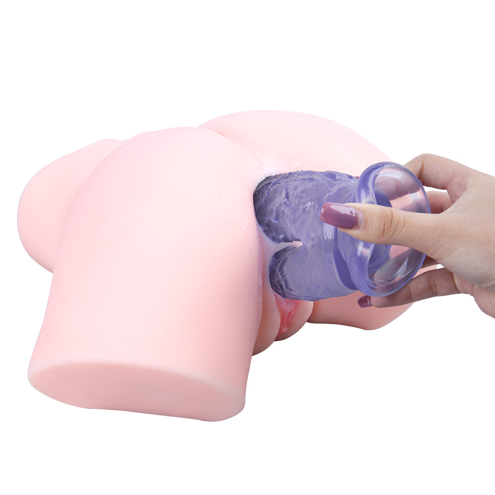 Blue Jelly Realistic Textured Double Penetration Dildo