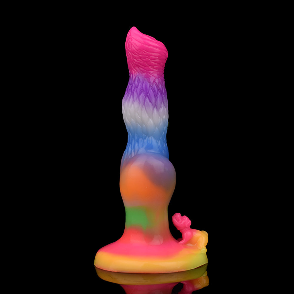 20.3 cm Glow In The Dark Dog Rainbow Dildo