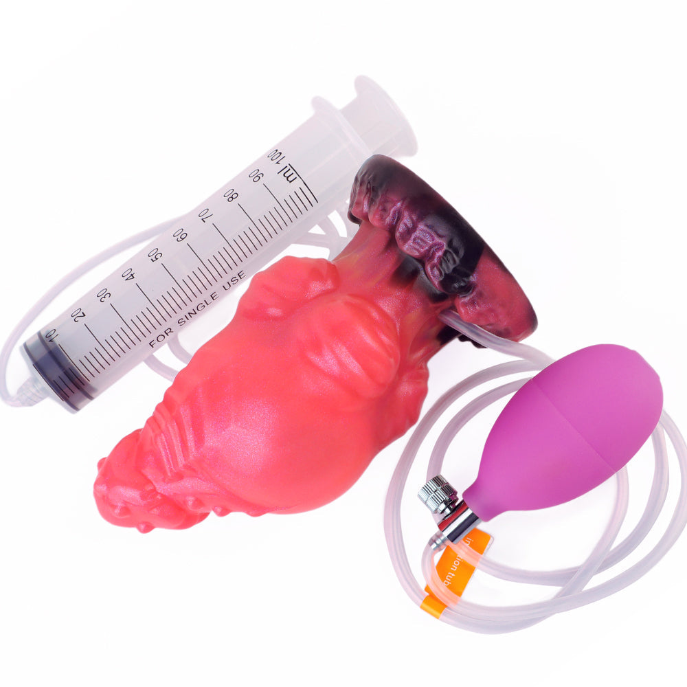 Red Spiked Squirting Inflatable Knotted Dildo