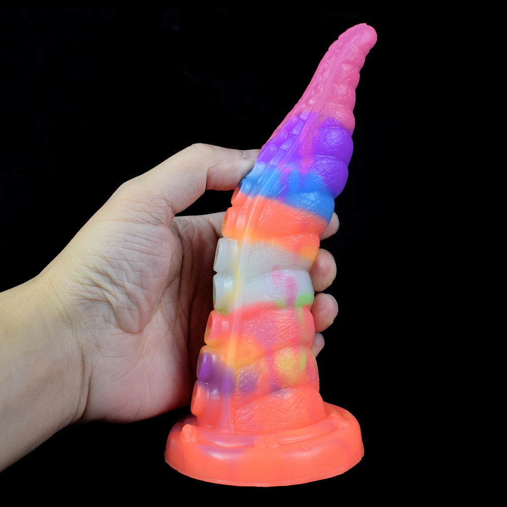 Rainbow Glow in the Dark Tongue Tentacle Dildo