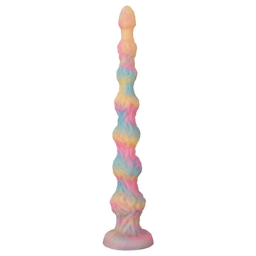 Pink Light up Long Knot Textured Anal Dildo