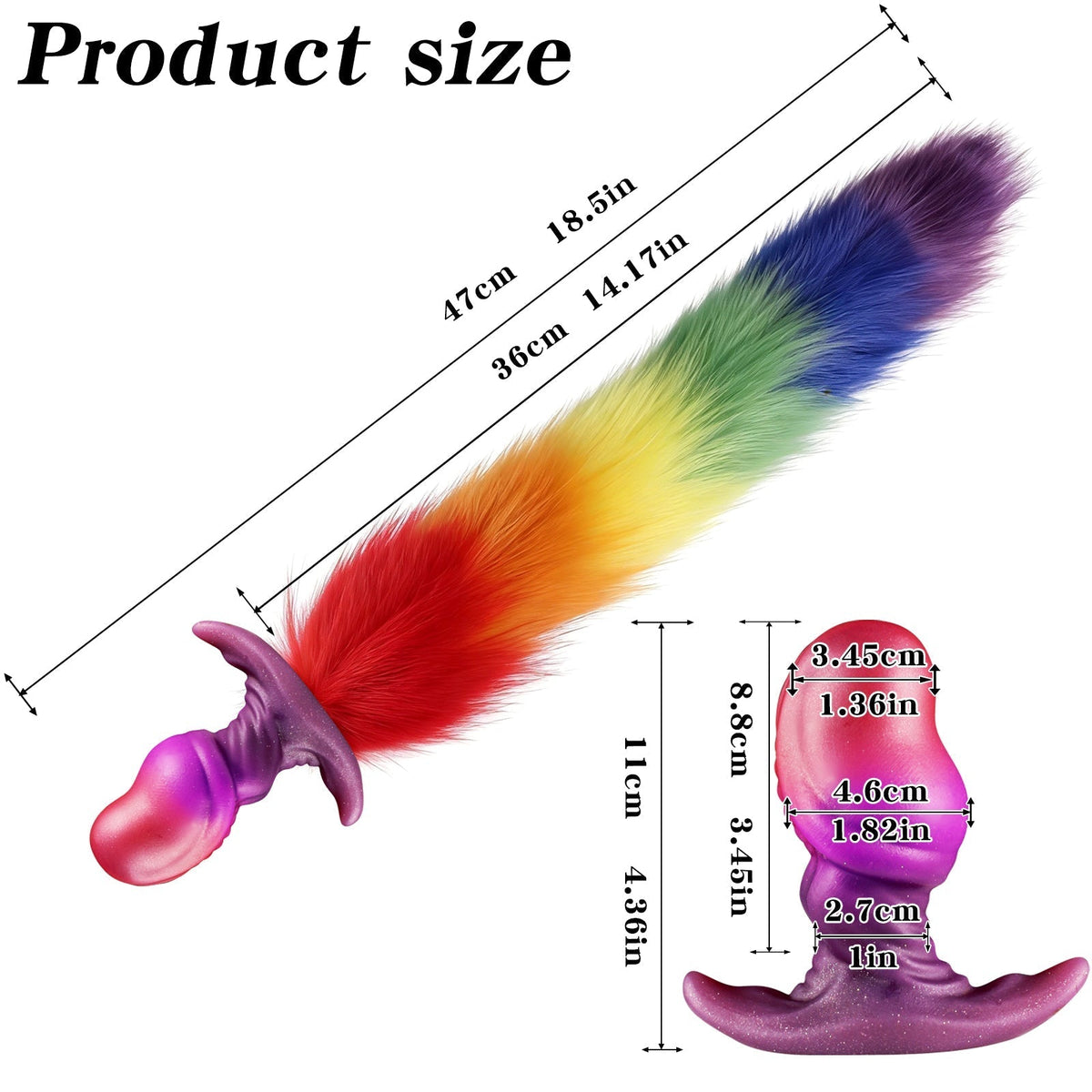 Rainbow Furry Silicone Fox Tail Anal Plug