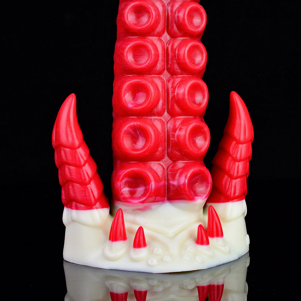17 Inch Red Long Spiked Ribbed Tentacle Dildo